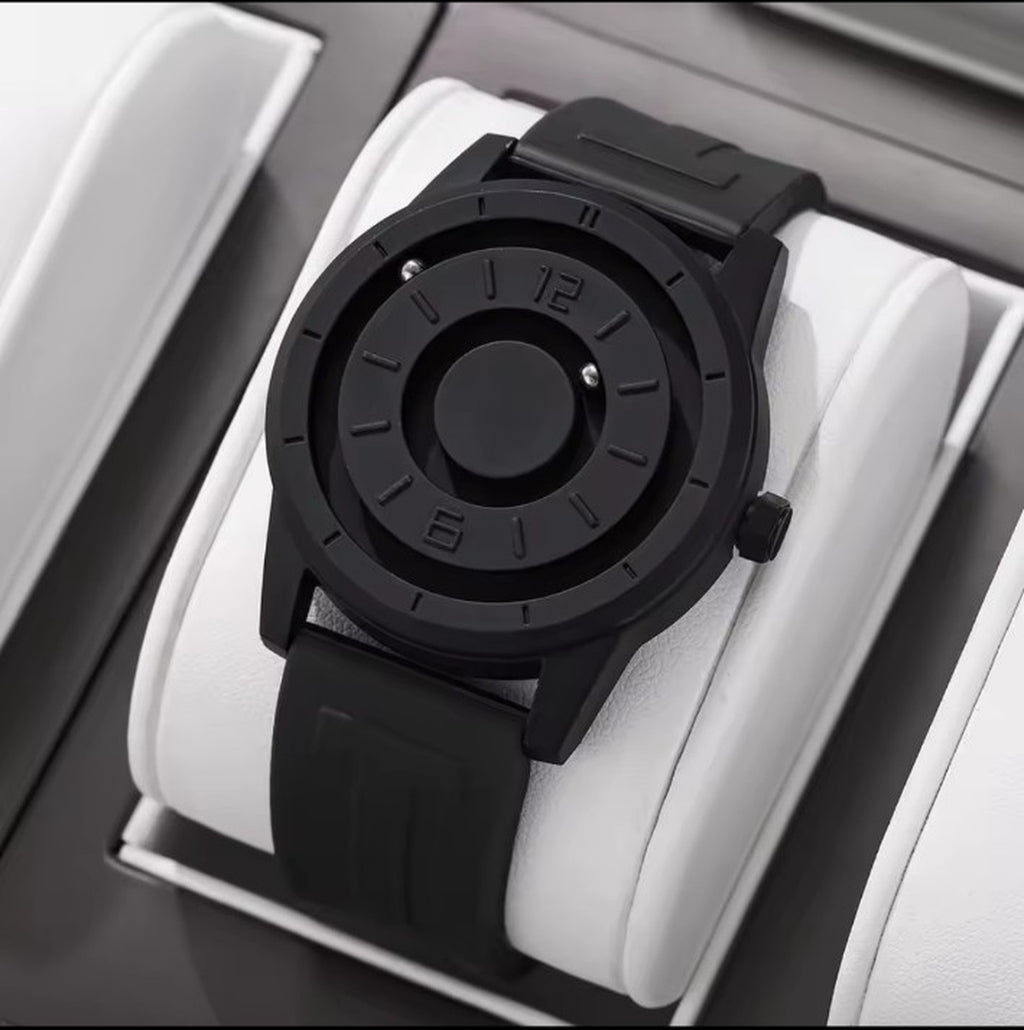 Black magnetic suspension men's watch