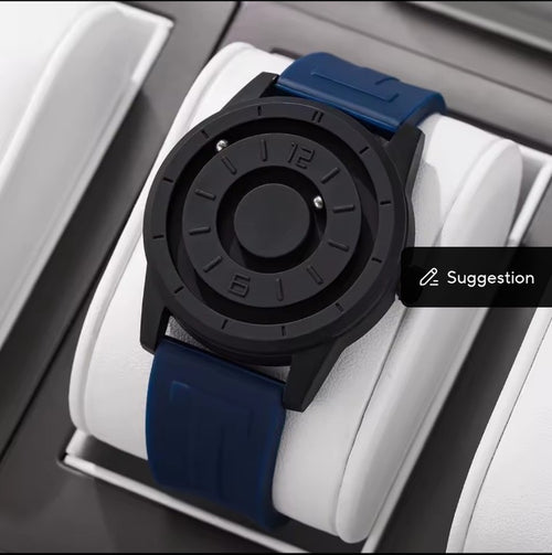 Blue magnetic suspension men's watch