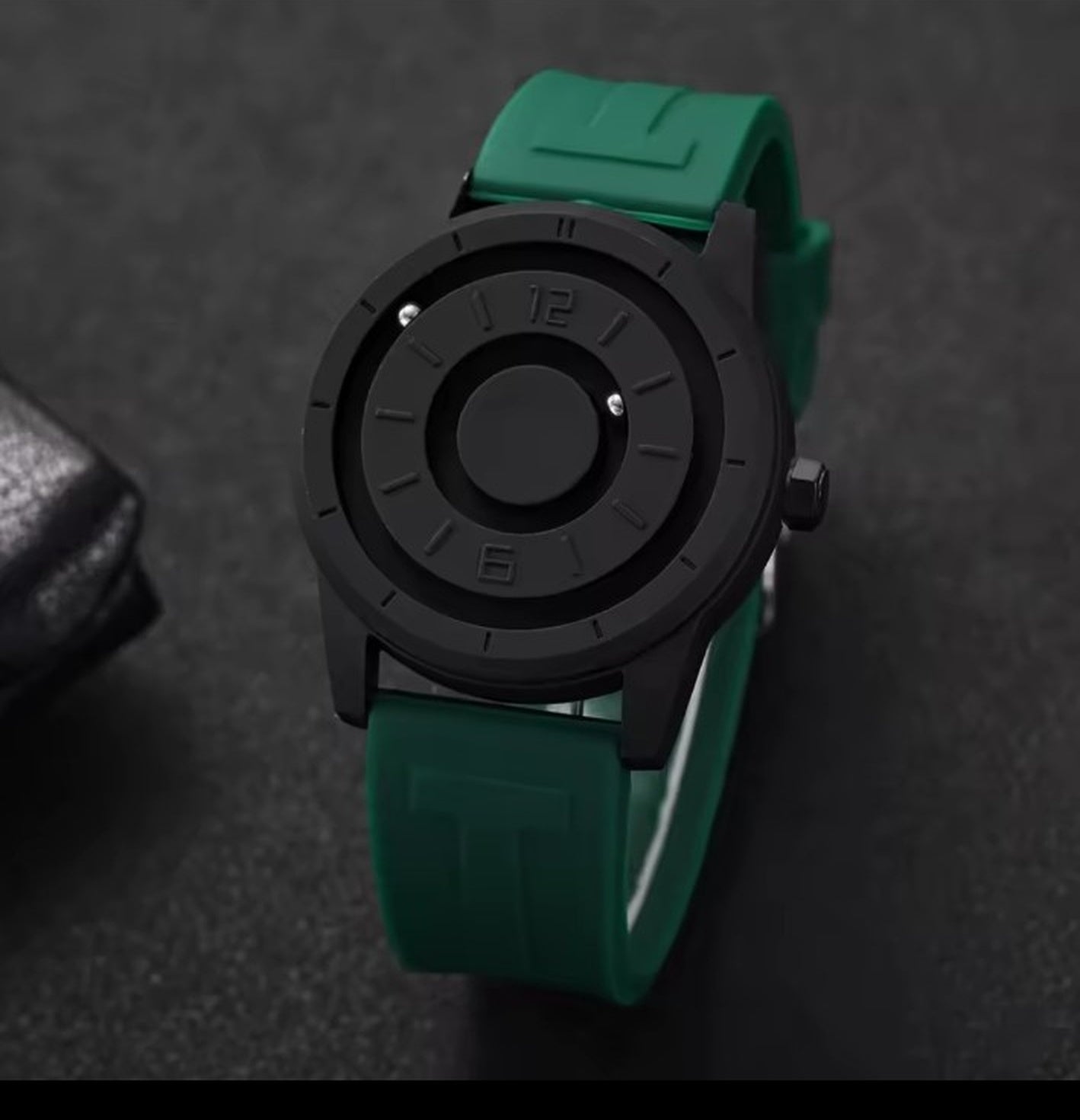 Green magnetic suspension men's watch lifestyle