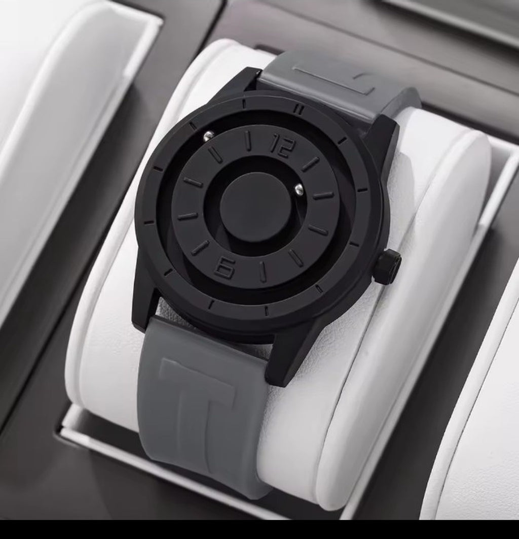 Grey magnetic suspension men's watch